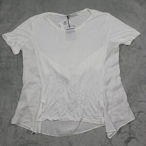 Alexander Wang Top Womens Large White Sheer Short Sleeve‎ Casual Lightweight NWT